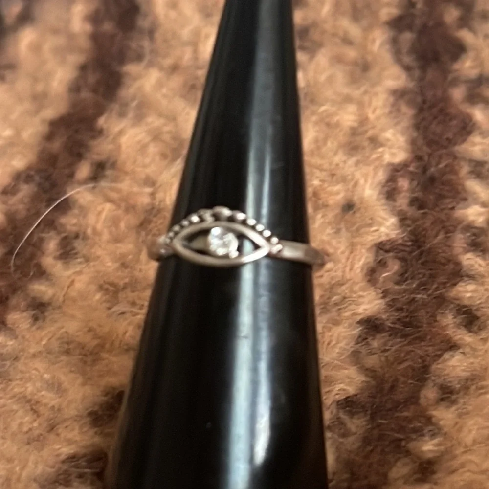 New Sterling Silver Handmade Bohemian Solid Eye Of God Sapphire Minimalist Ring